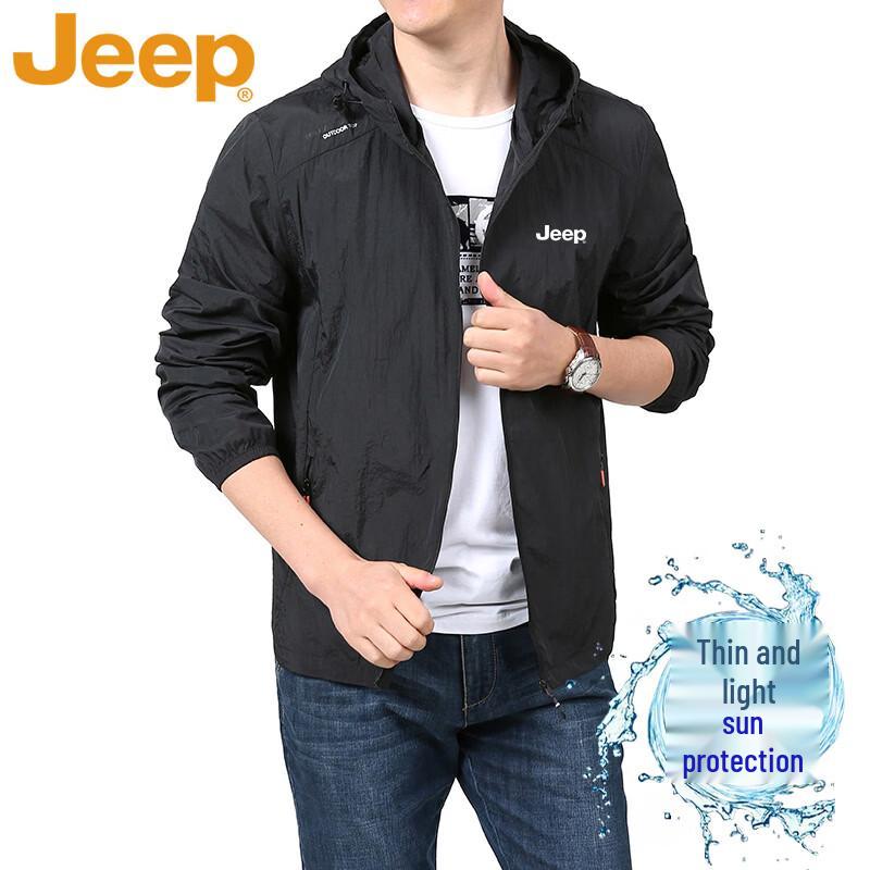JEEP Men s Summer Hooded Sun Protection Jacket M