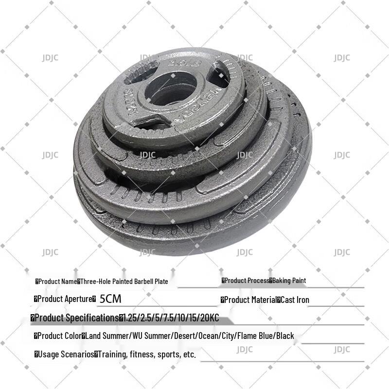 JDJC 10kg Cast Iron Three-Hole Barbell Plate