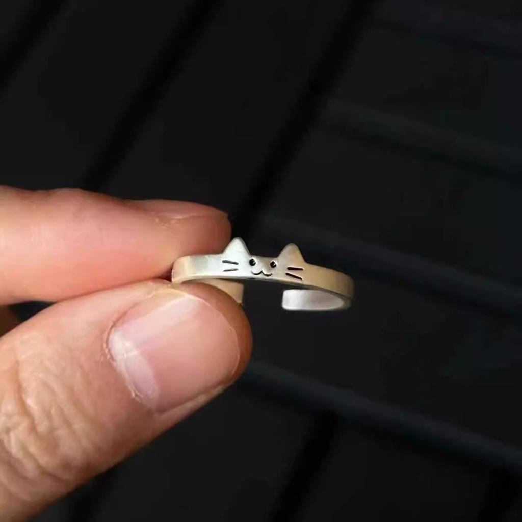 2pcs New Kawaii Cartoon Cat Dog Couple Ring for Women Men Couples Valentine's Day Lover Rings Korean  Jewelry Party Gifts