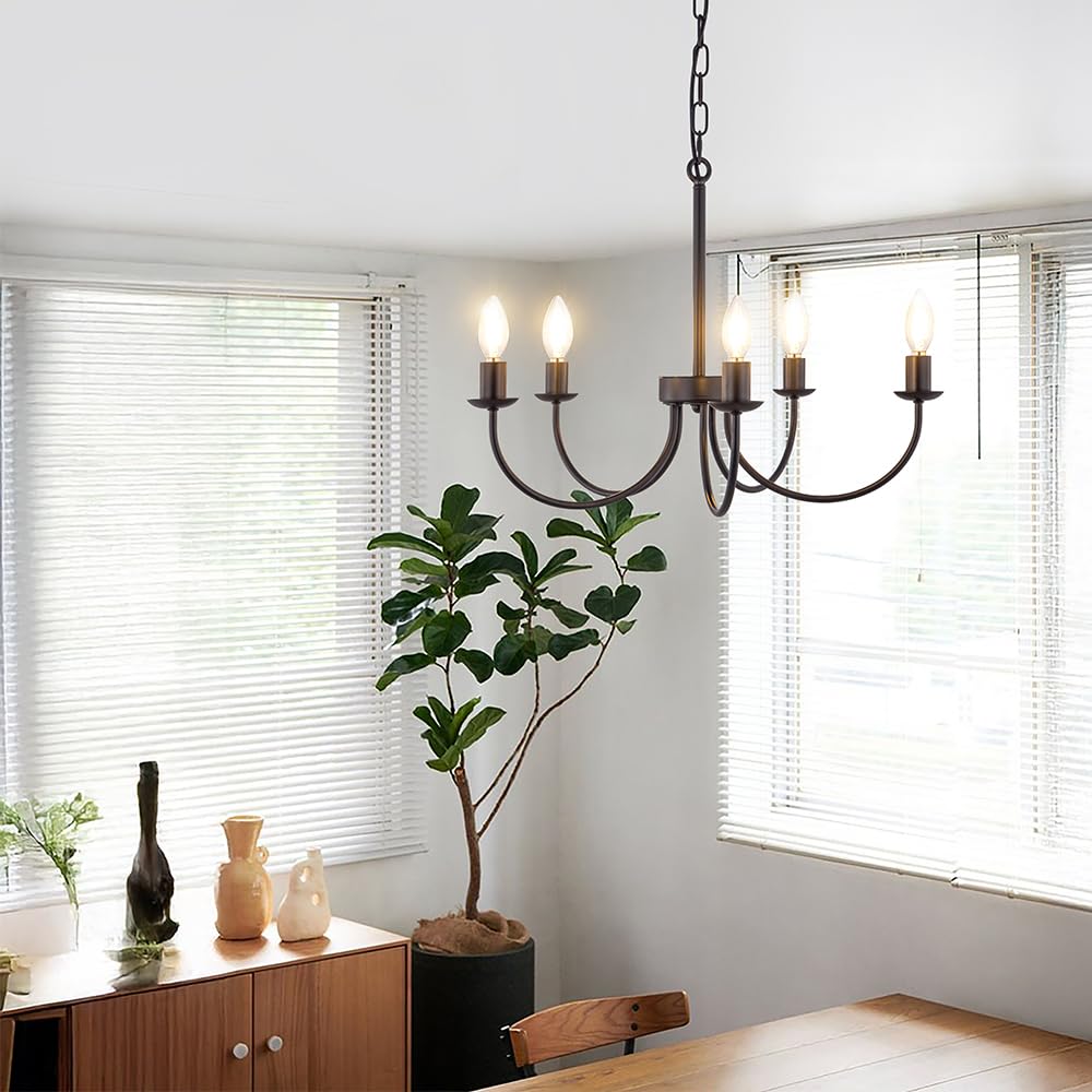 Chende Retro 6-Light Chandelier, LED Compatible, Living Room Lighting, Ceiling Lighting, Pendant Light, Stylish Black Ceiling, Antique Bulb, Princess