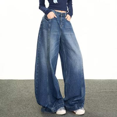 Women Barrel Jeans Casual Baggy Wide Leg Jeans High Waist Boyfriend Denim Pants Vintage