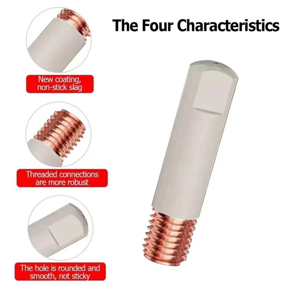 5Pcs 25mm M6 Welding Contact Tips 0.8/1.0/1.2mm Welding Tool Parts MIG Nozzle Tip for MB-15AK 14AK