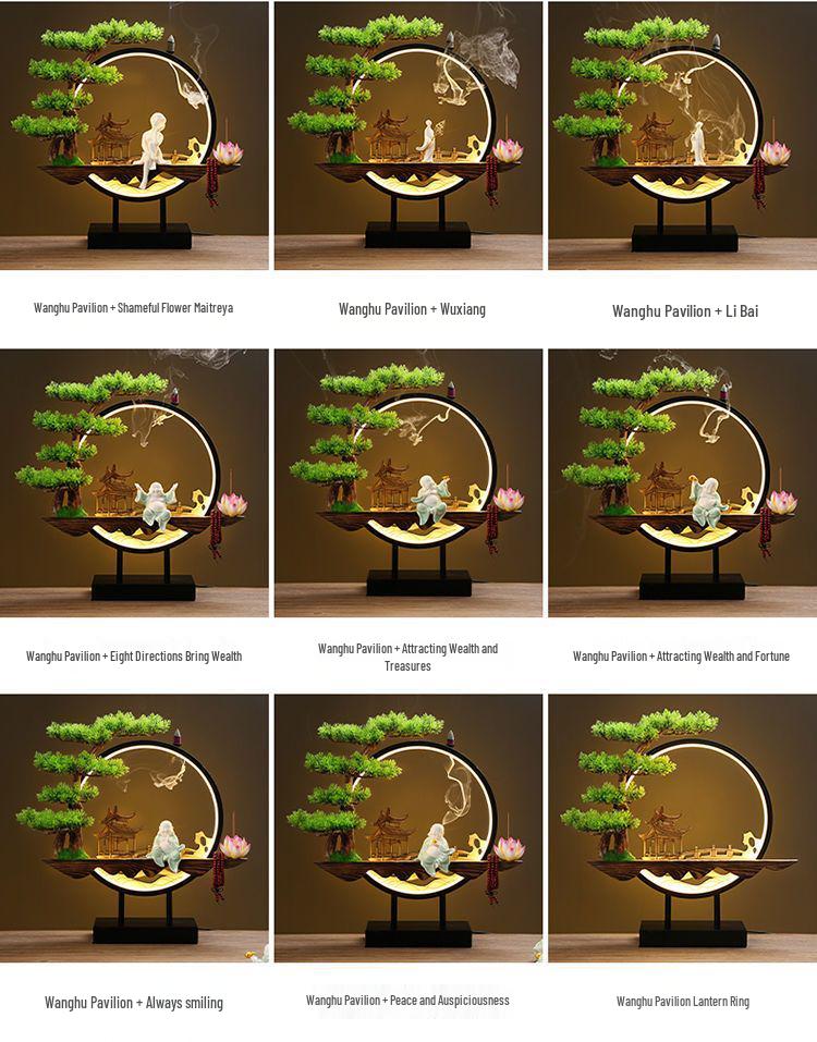 Chinese Style Backflow Incense Burner - Pine Design for Home & Office Décor