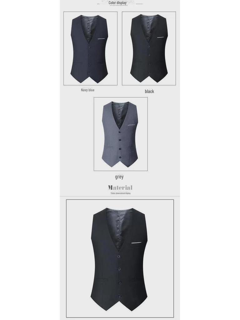 Men's Large Korean Style Slim Fit Iron-Free Suit Vest