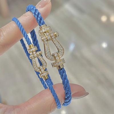 High Version Full Diamond Horseshoe Buckle Hand Rope Light Luxury Red Rope Couple Niche High-end Bracelet