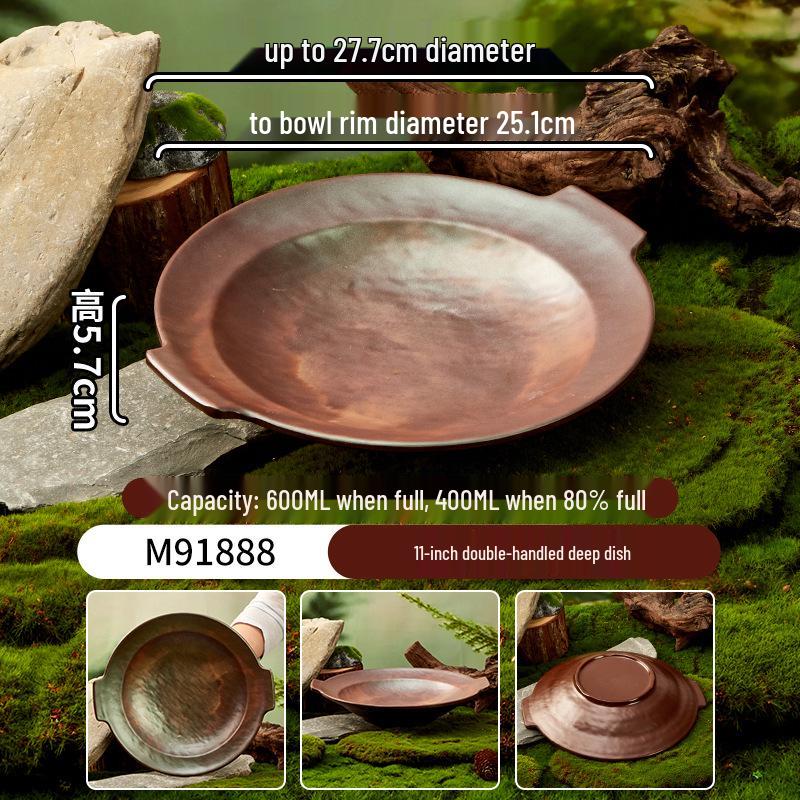 Melamine Plate for Gourmet Hot Pot, Barbecue & Shrimp: Mountain & Field Design