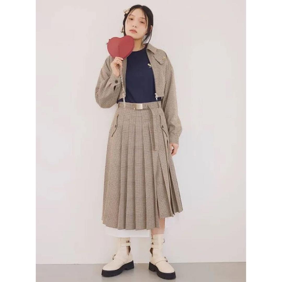 LILY BROWN Step Hem Slit Pleated Skirt
