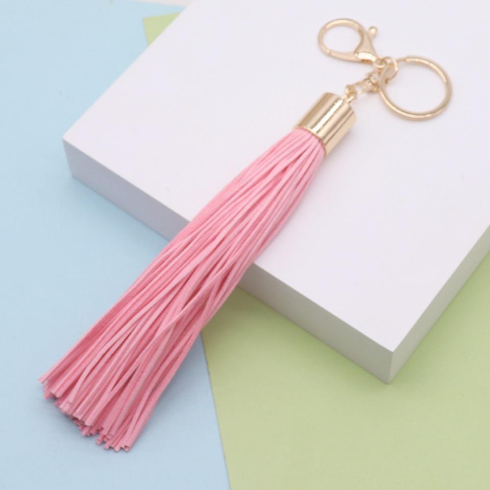 Cute Hanger Leather Tassel Keychain Alloy Pu Car Keyring Fashion DIY Bag Charm Men