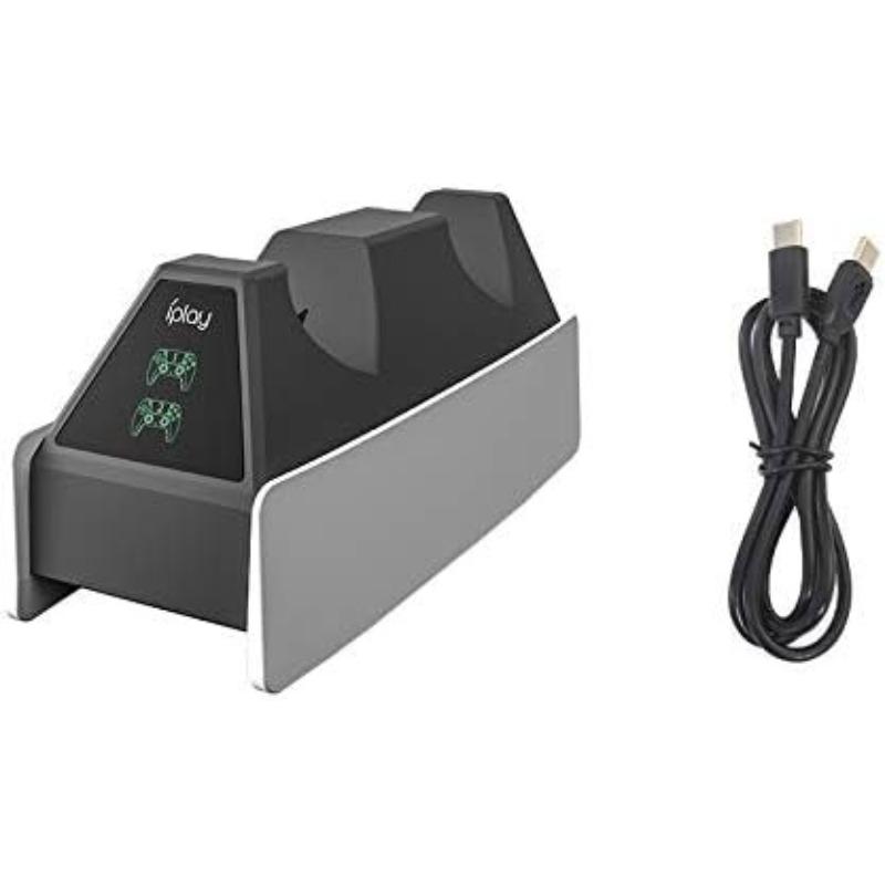 

(2 часа полной зарядки) Зарядный контроллер, зарядная станция, док-станция с искусственным интеллектом, интеллектуальными светодиодными индикаторами, защитой Safety Chip, портом USB Type C для PS5 17*8*7cm чёрный