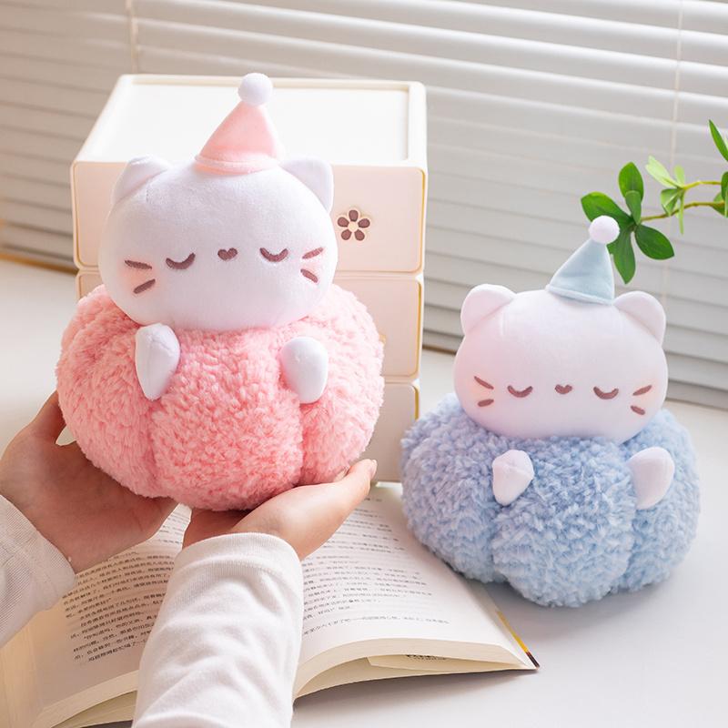 Kawaii Japan Bring Cat in Pumpkin Cat Plushie Stuffed Cute Kitten PLush Toys for Kids Girly Heart Plush DOll Toys for Kids