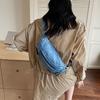 2025 autumn new denim crossbody breast bag women's leisure sports portable travel chest bag fashionable and simple