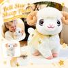 Plush Stuffed Animal Toy Soft Woolly Ram with Curled Horns and Bell Accessory for Gift and Decoration