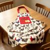 Canvas Apron with Multi-Pockets Egg Gathering Apron for Farm Home Adjustable Waist Fun Rooster Print Utility Apron for Gardening Cooking