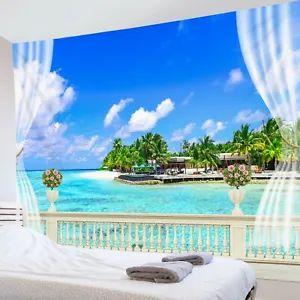 Tapestry Tropical Ocean Landscape Palm Beach 75x100 чёрный