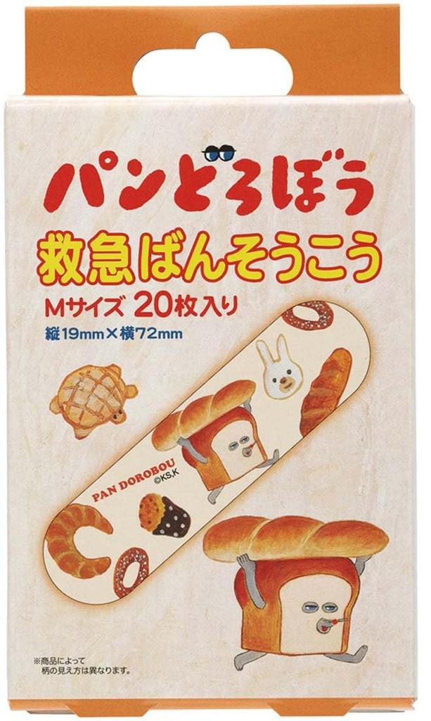 Skater First Aid Medium 20 Made In Bandages, "Bread Thief" Design, Size, Pieces, Japan, QQB1-A