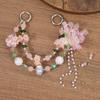 Glass Lotus Phone Chain: Chinese Style Butterfly Beaded Lanyard & Anti-Lost Wrist Strap Keychain Bag Accessory.