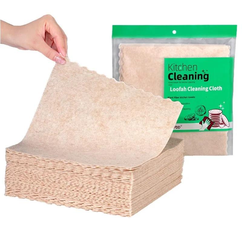 10Pcs Natural Loofah Cellulose Cleaning Cloths Compostable Reusable Kitchen Dish Towels