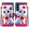 Handmade PU Leather Flip Case for Infinix Hot 50 / 5G (X6720) Anti-Slip Shockproof Cover with Wrist Strap & Heart/Rose Cat Designs
