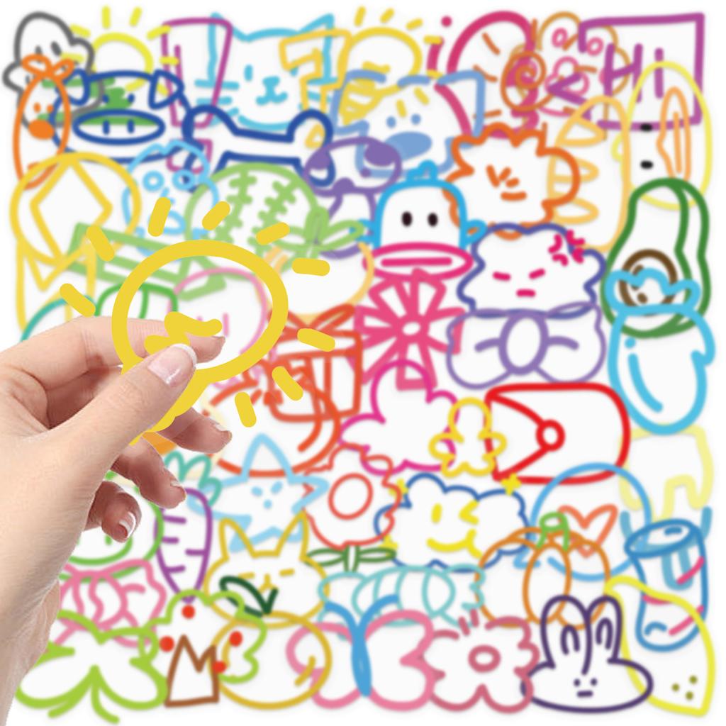 50 Transparent Dopamine Small Element Sticker Pack, Waterproof Transparent PET Manual Material Decorative Guitar Notebook