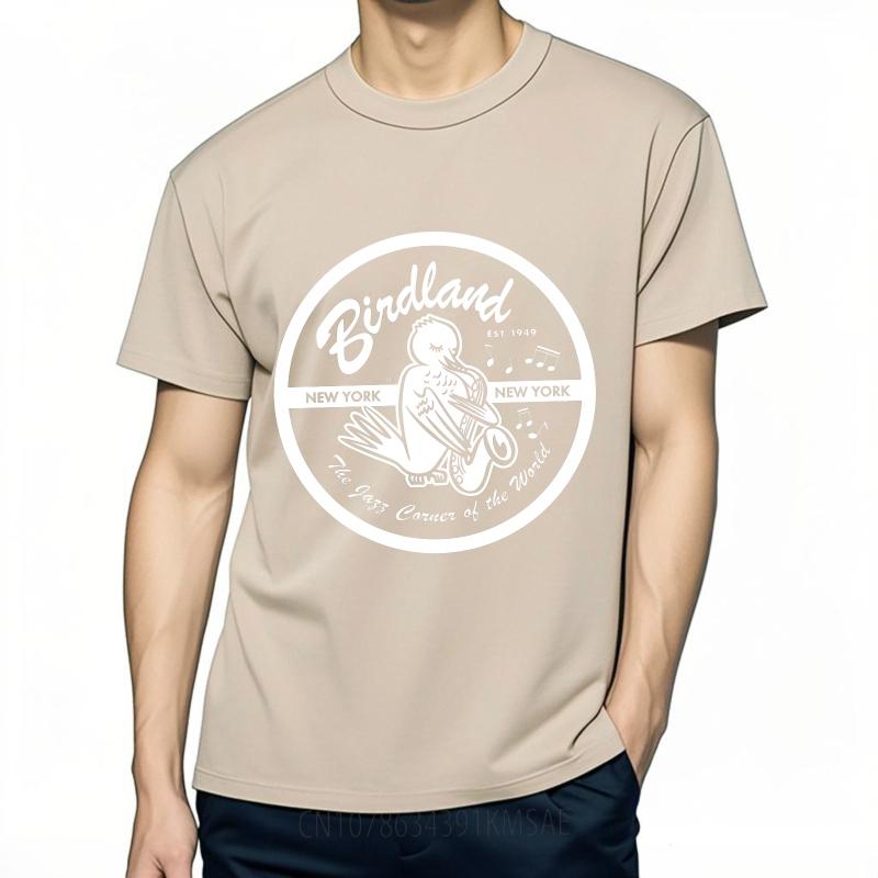 Vintage Sommer T-Shirt für Herren Birdland New York Jazz Vogel Saxophon Musik Logo Kurzarm Streetwear Rundhalsausschnitt T-Shirt