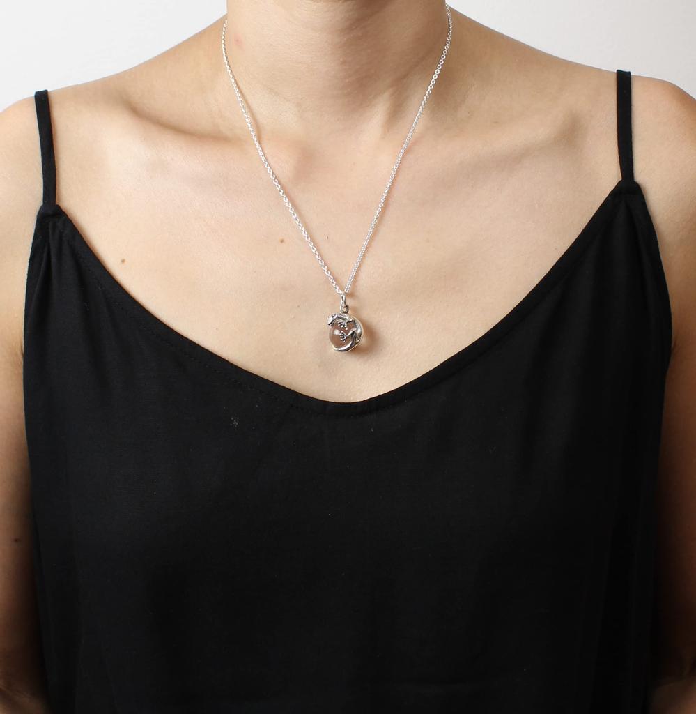 [World Accessories Carmelo] Lizard Gecko Maori Crystal Sterling Silver 925 Pendant Top
