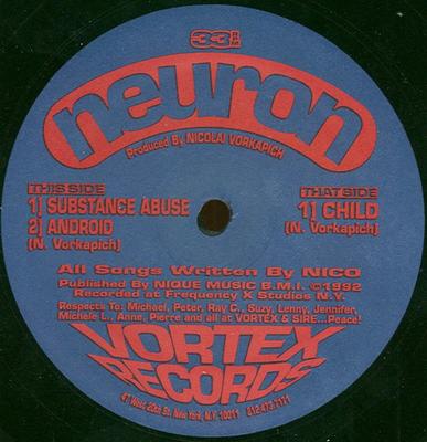 12inch Record NEURON - Substance Abuse VTX4000 Vortex Records 1992 US Dance & Electronica Used