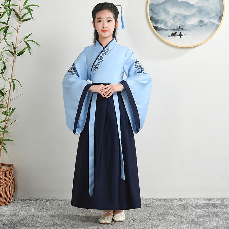 Hanfu Children's Traditional Costume: Boys' National Studies and Girls' Ancient Ruqun Tang Suit for School Performances.