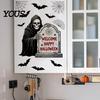 Scary Theme Party Supplies Halloween Grim Reaper Wall Decals, Tombstones Bats Spider Web Decals Sticker, Peel And Stick Removable Art for Home Indoor