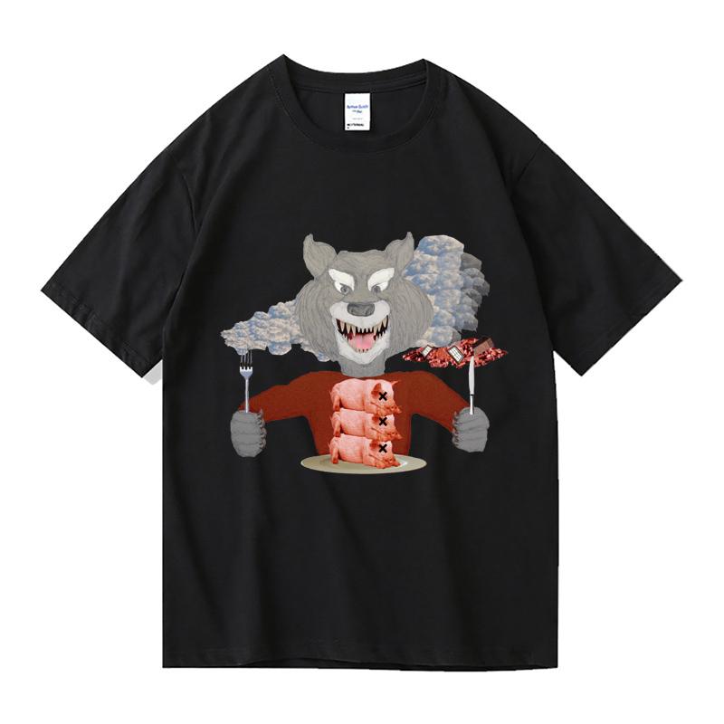 T-Shirt big bad wolf feast Print Tees 