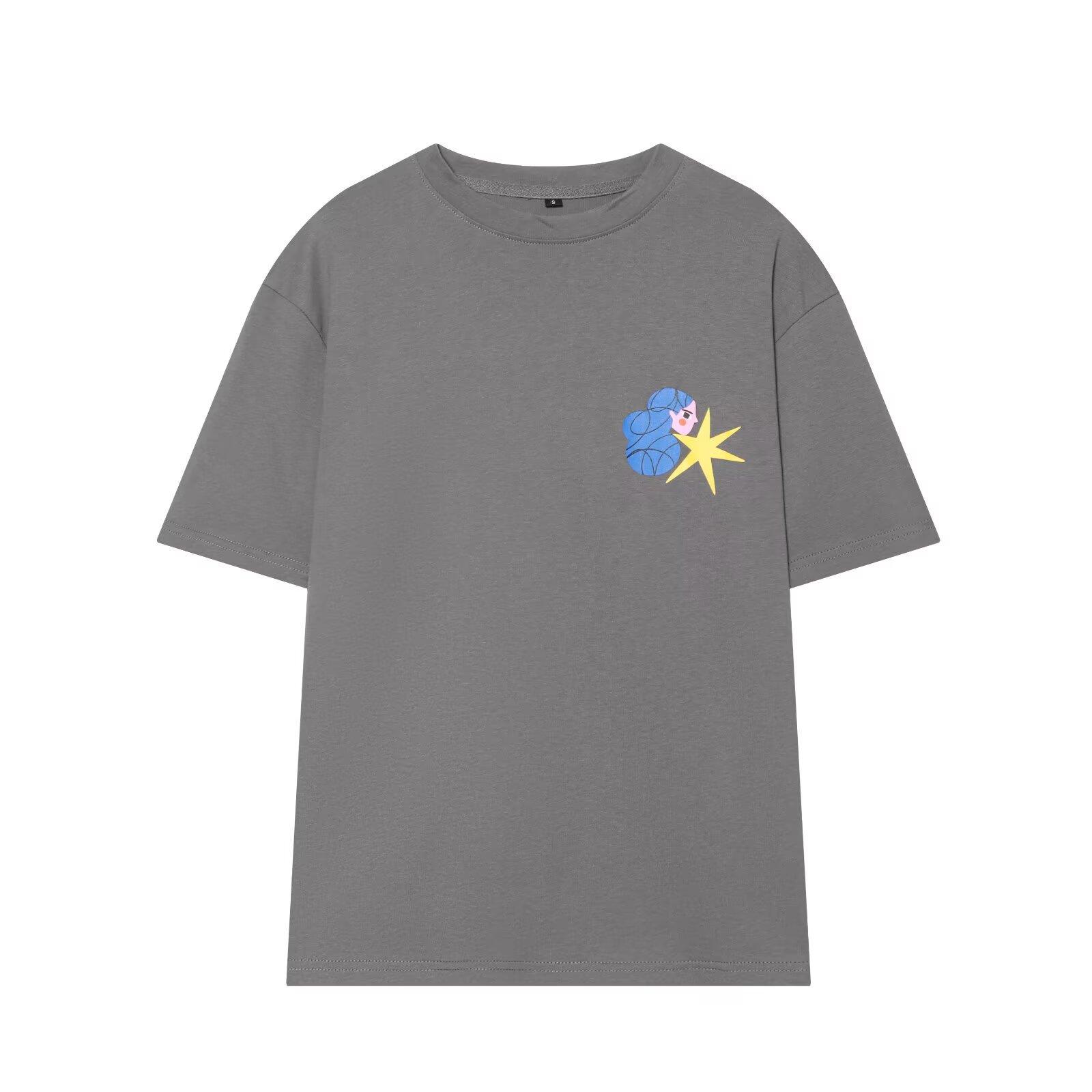 European and American style, new women s clothing, foreign style fashionable printing washing effect T-shirt 0085063 S серый
