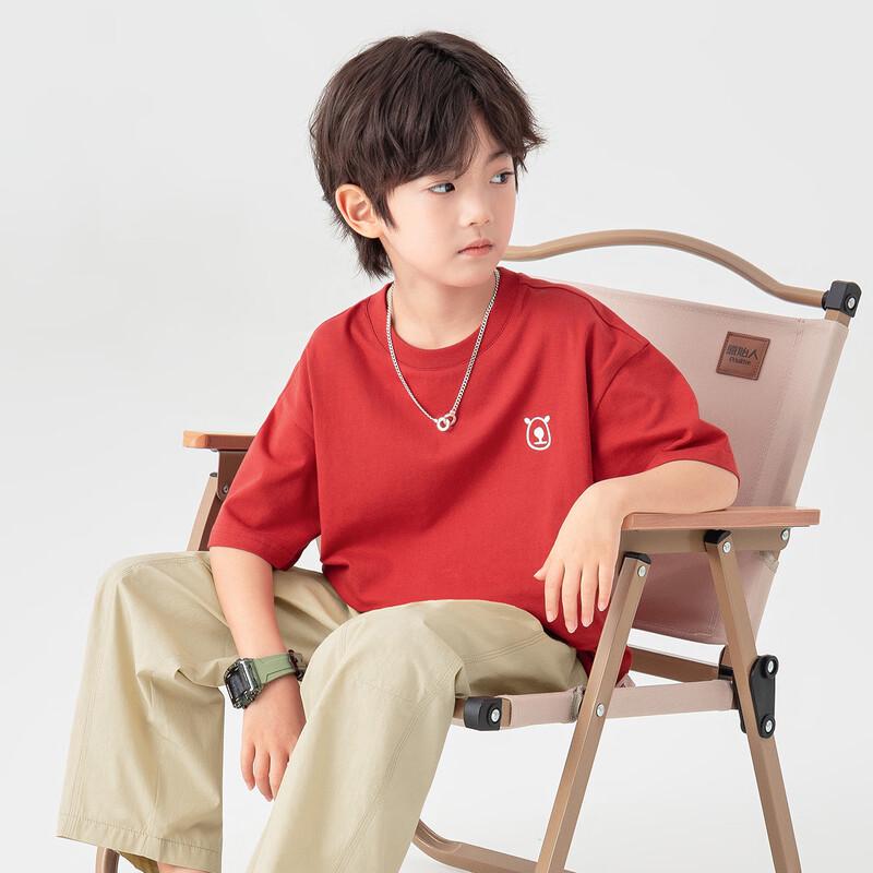 Daduoja Boys' Embroidered Pure Cotton Cool-Feel Short Sleeve T-Shirt