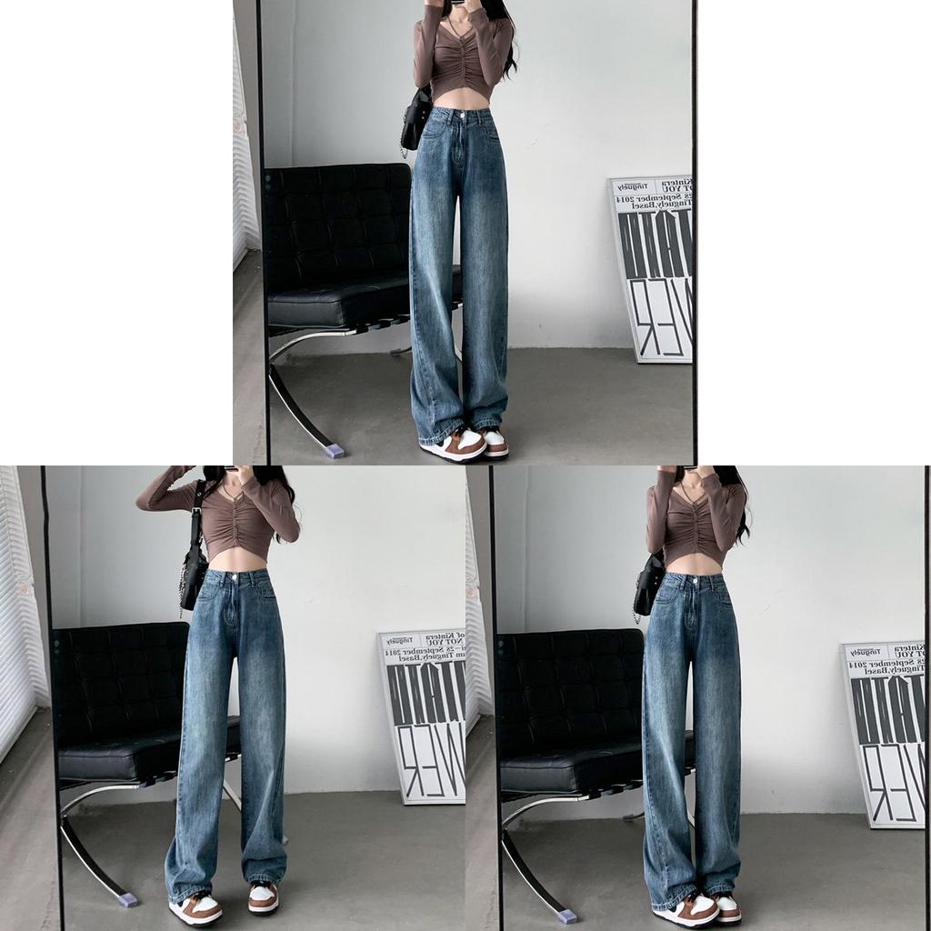Classic High Waist Wide Leg Jeans For Women With Cotton Fabric For Casual And Office Wear