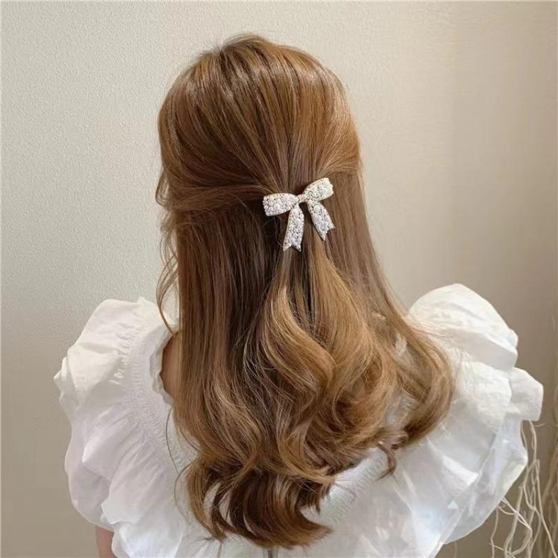 New Korean Sweet Simulated Pearl Bowknot Hairpins Barrettes For Women Fashion Hair Accessories Hair Clips