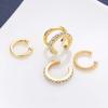 4Pcs Fashion Metal Crystal Ear Clip Earrings for Women Simple Gold Color C-shaped Non Piercing Fake Cartilage Ear Cuff Jewelry