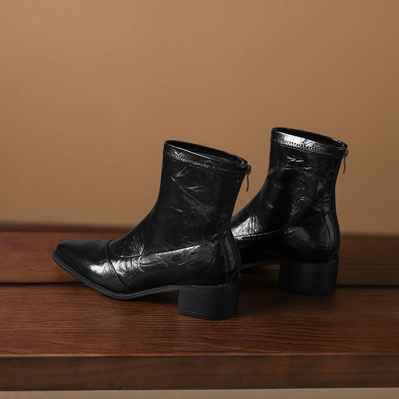 Krazing Po Microfiber Winter Pointed Toe Size 33 Western Boots Size 43 Concise Style Beauty Lady Med Heels Ankle Boots