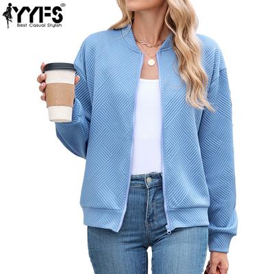 Damen Mode Lässig Einfarbiger Druck Herbst Winter Langarm Rundhals Jacken & Mäntel