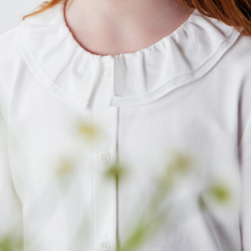 Minibala Girls' Ruffle Collar Long-Sleeve Shirt