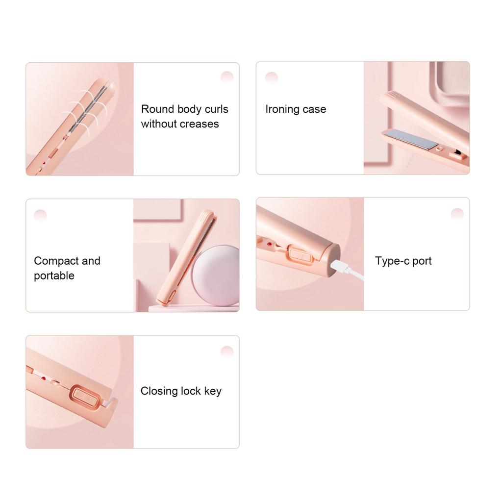 Portable USB Hair Straightener Fast Heating Electric Curling Iron Straight Curly Hair Bangs Mini Curling Wand Travel Women Hair Styling Tool