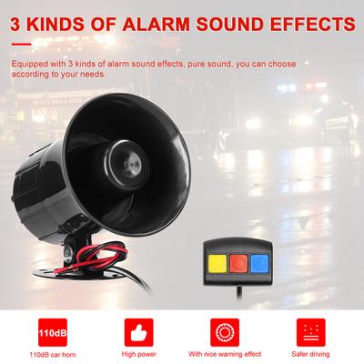 3-Tone Car Horn 110dB Electric Horn Loudspeaker Safety Warning Alarm 12.0V with Controller