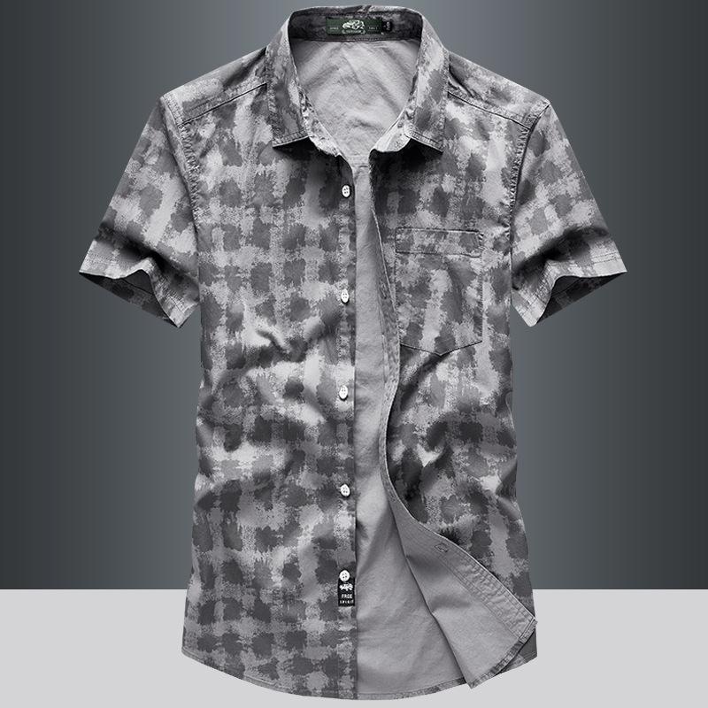 Summer Men's Short Sleeve Shirts Cotton Loose Plus Size Handsome Casual Breathable Absorb Sweat Fashion Men's Shirts Coat