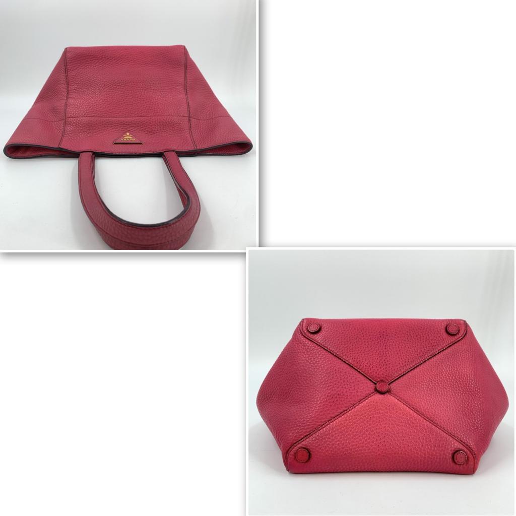 Prada Vitello Dino Skóra Licowa Torba Do Ręki Tote Na Ramię BR5092 Różowa Płytka z Logo Trójkątnym Biała Metka