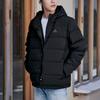adidas Geacă călduroasă de puf pentru bărbați, cu glugă Helionic, culoare uni, mâneci lungi, model KE5404