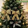 Hanging Christmas Sequin Bow Retro Exquisite Christmas Tree Ornament Sparkling Wreath Garland Bow Merry Christmas