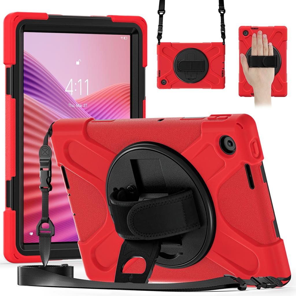 For Lenovo Tab 10.1 (2025) TB311XU/Zhaoyang K10C Kickstand Case TPU PC Silicone Tablet Cover with Shoulder Strap