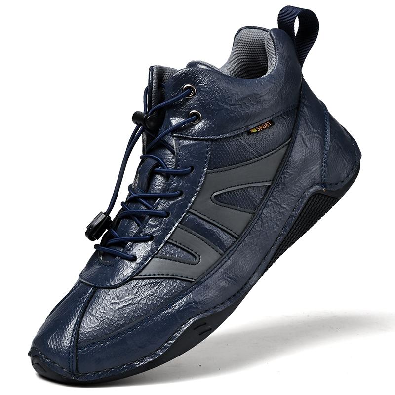 

Handmade Split Leather Boots Men Shoes Comfortable Ankle Boots For Men Casual Shoes Moccasins Men Winter Boots 38 синий