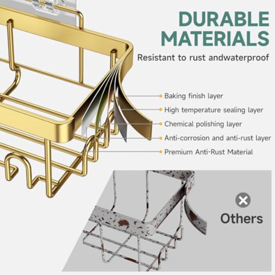 Adhesive Shower Caddy 6-PackGifts for Women Mom Heavy Weight Bearing Large Wall Mounted Bathroom Shelves Rack Organizer Storage