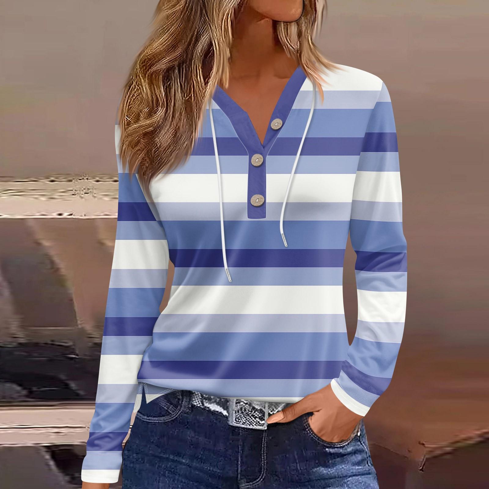 

Жен. Футболка Футболка Пуговицы Цветочный принт Длинный рукав Повседневные Выходные Мода Классический Классический V-образный вырез Обычный Топ L синий