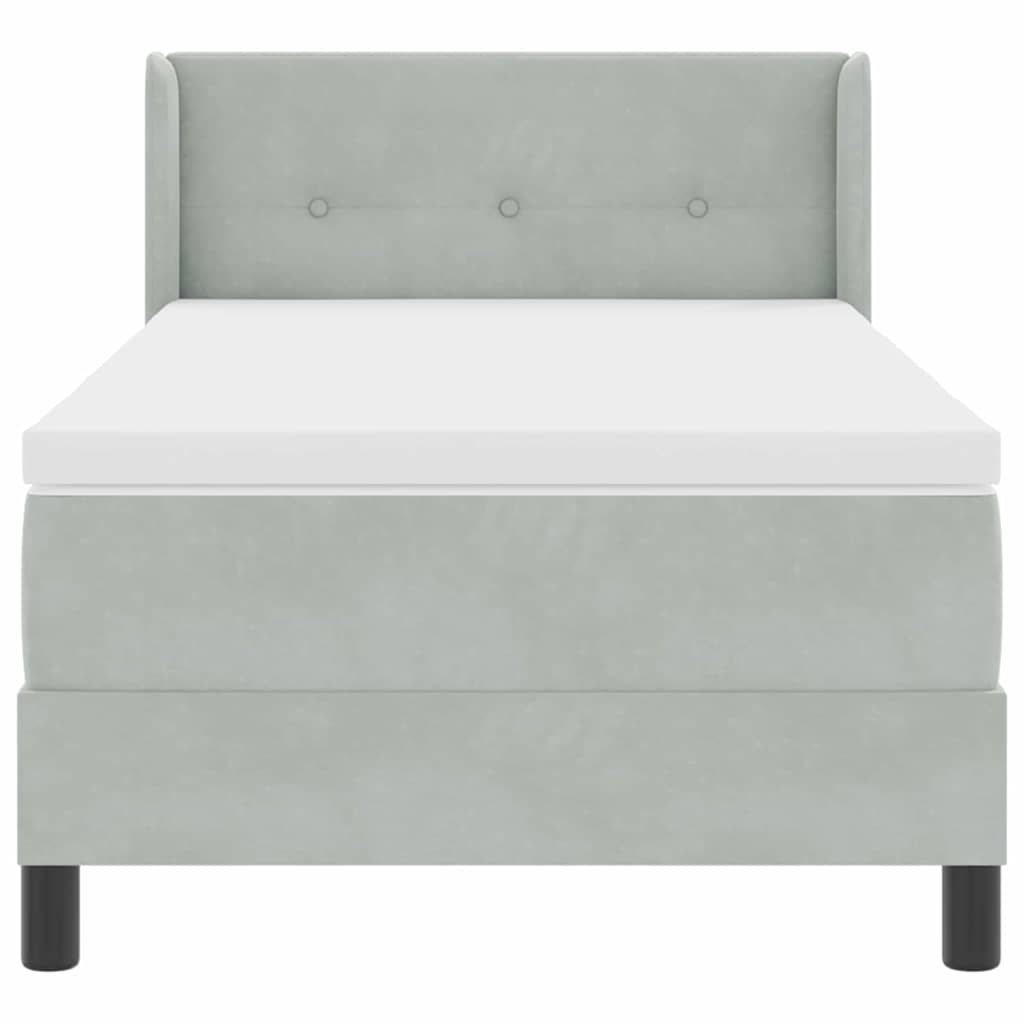 Box Spring Bed with Headboard Light Gray 200 X 80 Cm Velvet