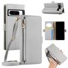 Crossbody Zipper Cards Solt Wallet Leather Case For Google Pixel 9 Pro XL 8 8A 7 7A 6 6A Makeup Mirror Long Lanyard Book Cover