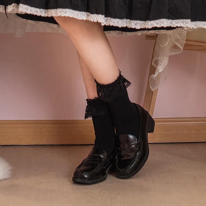 White Socks Women Summer Mid Sleeve JK Uniform Socks Japanese Cute Lolita Fashion High Quality Solid Color Sweet Lace Socks